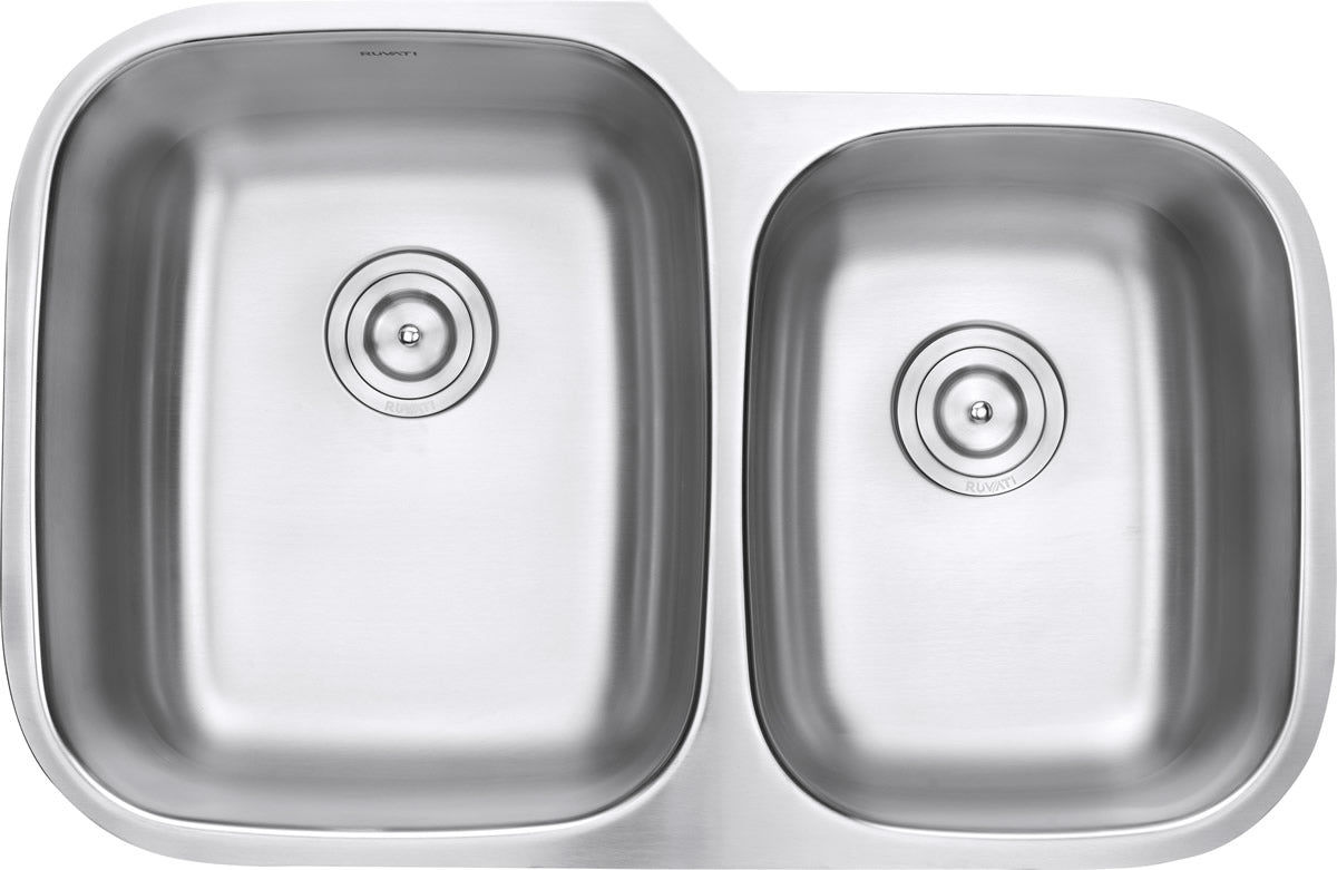 Ruvati Parmi 32" x 21" Stainless Steel 60/30 Double Bowl Undermount Kitchen Sink