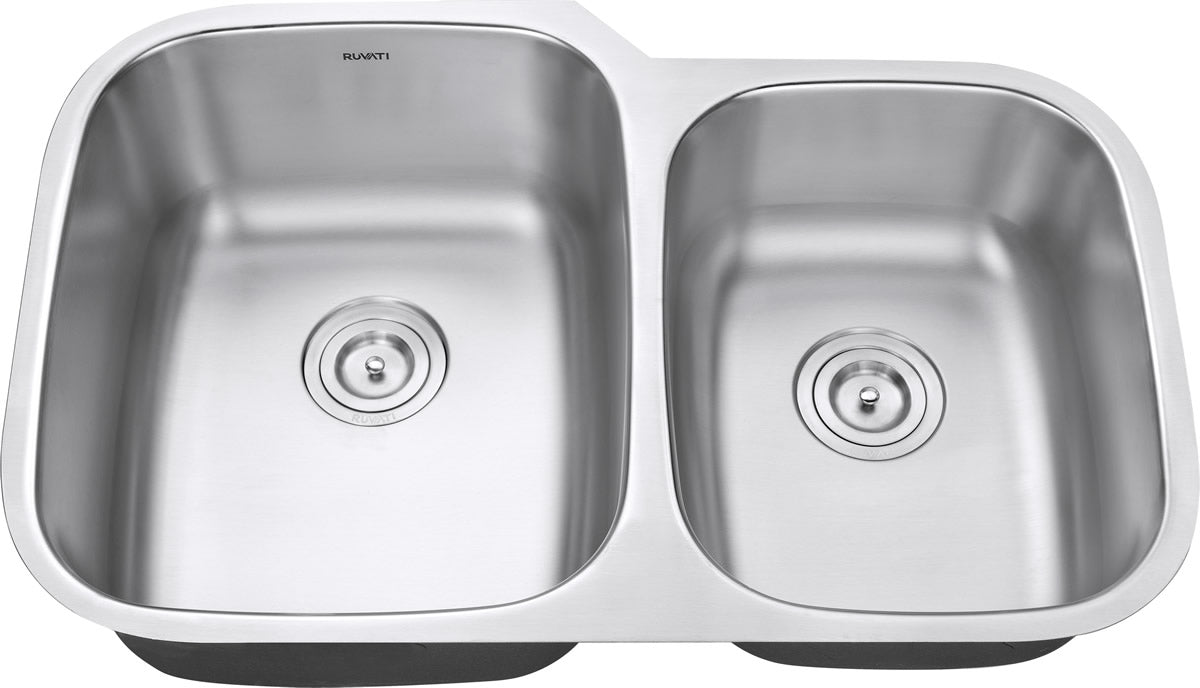 Ruvati Parmi 32" x 21" Stainless Steel 60/30 Double Bowl Undermount Kitchen Sink