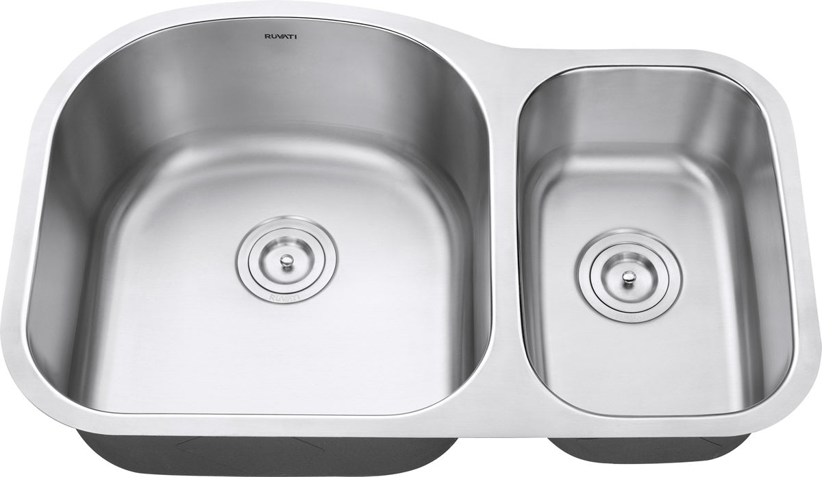 Ruvati Parmi 32" x 21" Stainless Steel 60/50 Double Bowl Undermount Kitchen Sink