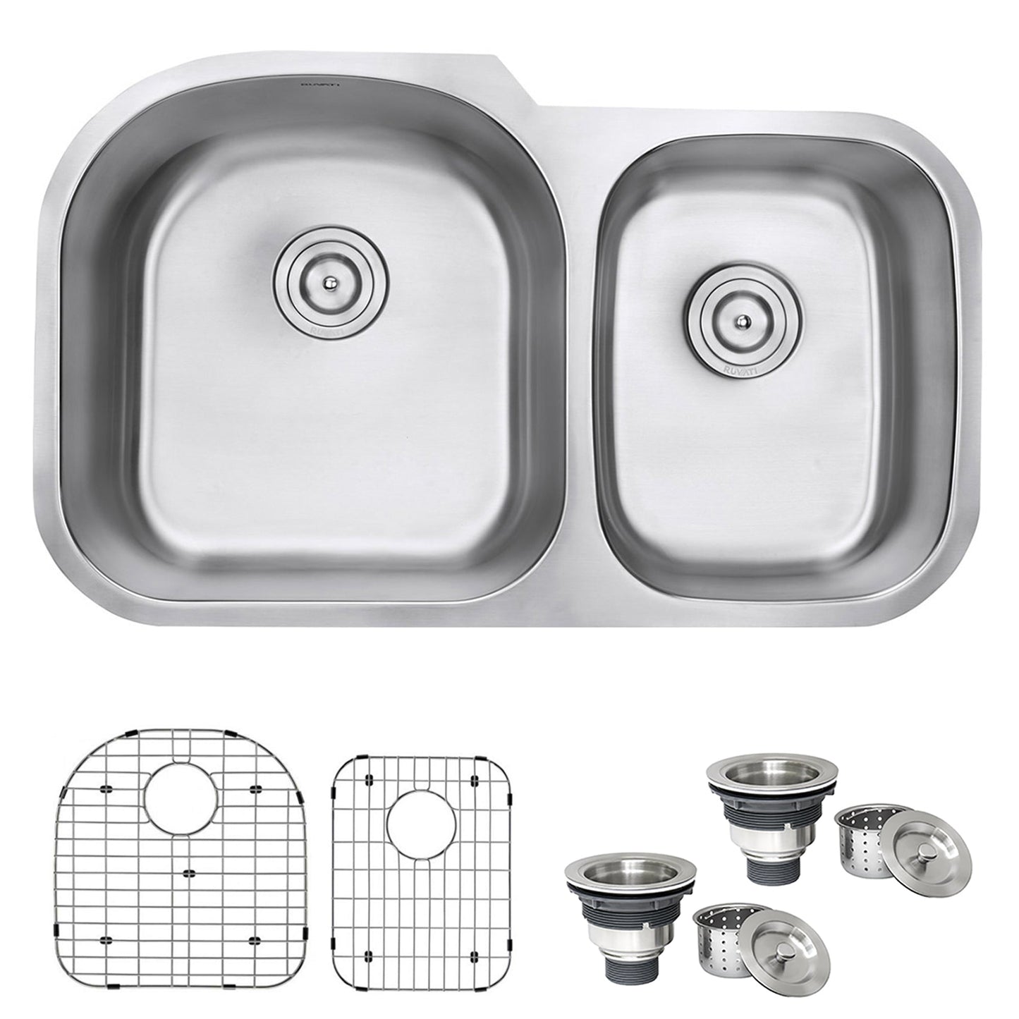 Ruvati Parmi 34" x 21" Stainless Steel 60/40 Double Bowl Undermount Kitchen Sink