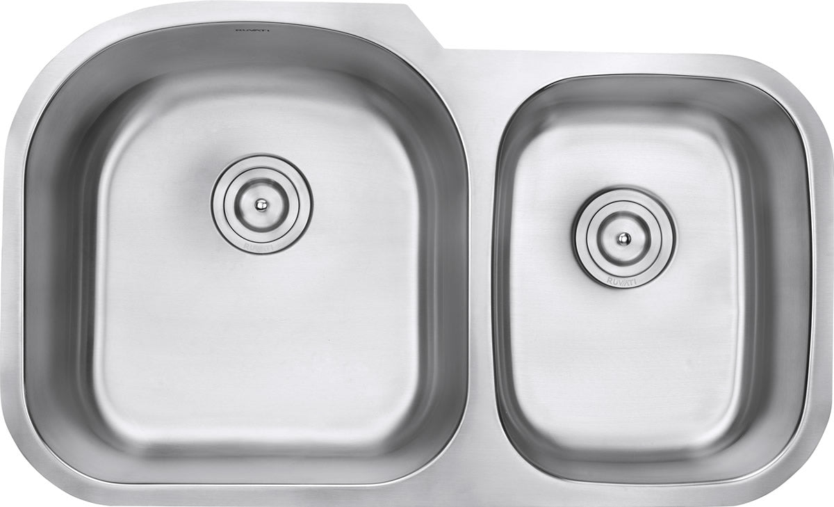 Ruvati Parmi 34" x 21" Stainless Steel 60/40 Double Bowl Undermount Kitchen Sink