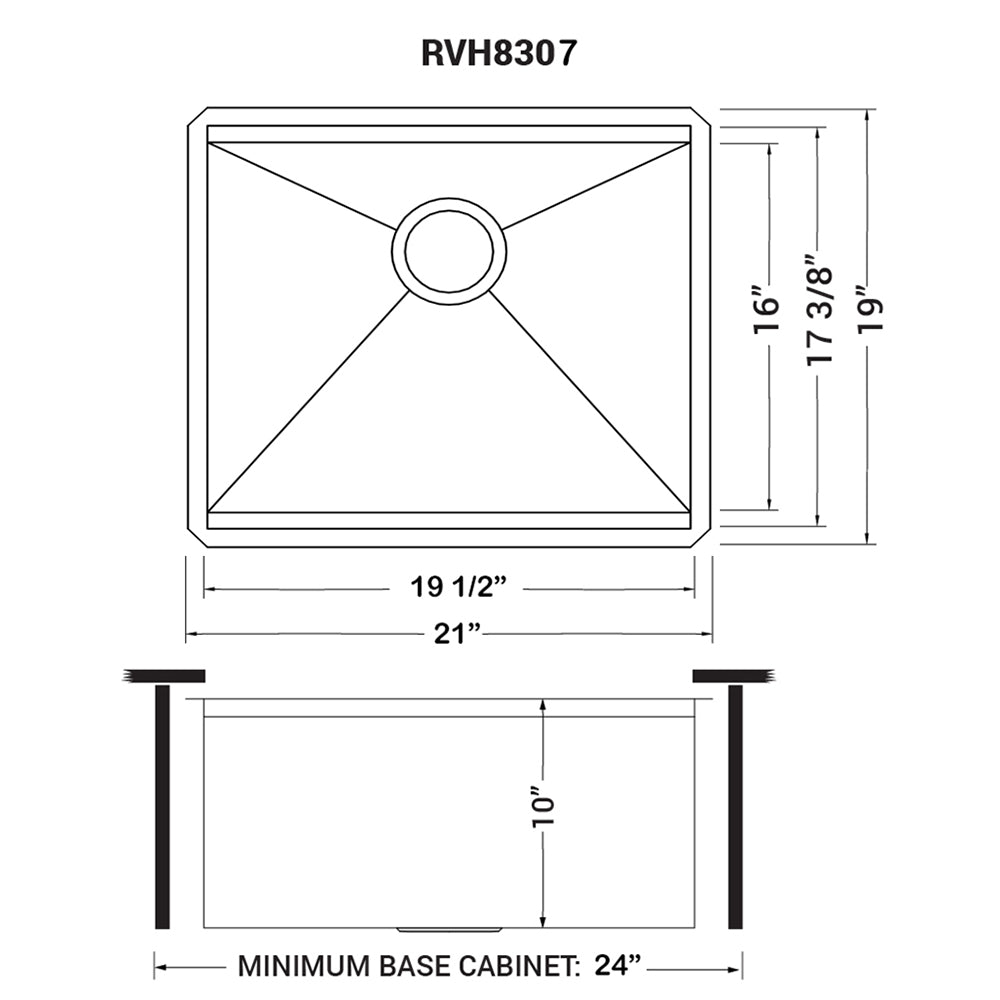 Ruvati Roma 21" x 19" Undermount Stainless Steel Single Bowl Bar Prep Workstation Sink With Bottom Rinse Grid and Drain Assembly