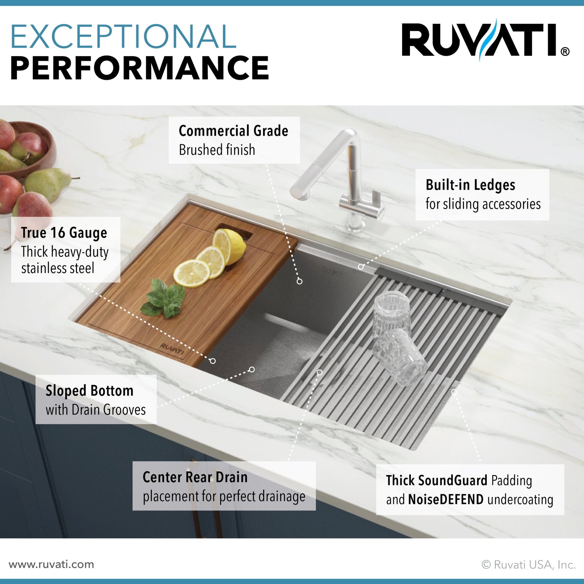 Ruvati Roma 30" x 19" Undermount Stainless Steel Single Bowl Bar Prep Workstation Sink With Bottom Rinse Grid and Drain Assembly