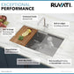 Ruvati Roma 32” x 19" Undermount Stainless Steel Single Bowl Workstation Kitchen Sink With Bottom Rinse Grid and Drain Assembly