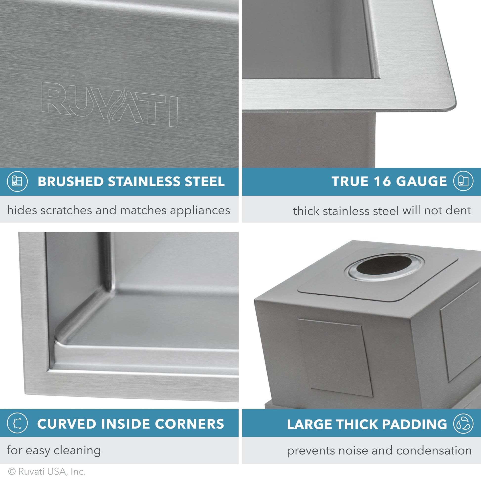 Ruvati Roma Pro 33" x 19" Undermount Stainless Steel Tight Radius Double Bowl 50/50 Workstation Sink With Bottom Rinse Grid and Drain Assembly