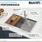 Ruvati Siena 30” x 22" Drop-In Stainless Steel Tight Radius Single Bowl Workstation Kitchen Sink With Wooden Chopping Board, Drain Cover, Bottom Rinse Grid and Drain Assembly