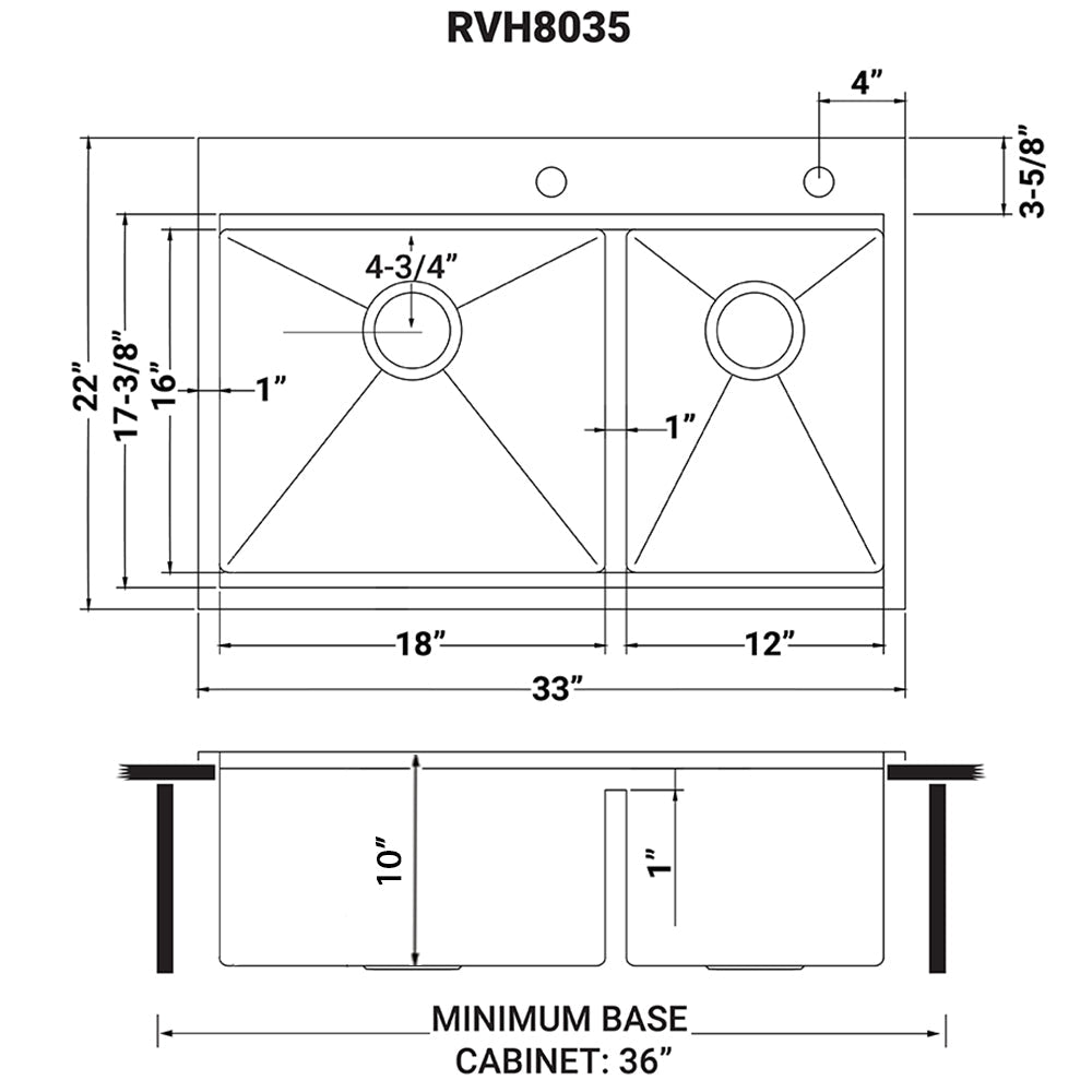 Ruvati Siena 33” x 22" Drop-In Stainless Steel Tight Radius 60/40 Double Bowl Workstation Kitchen Sink With Wooden Chopping Board, Drain Cover, Bottom Rinse Grid and Drain Assembly