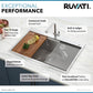 Ruvati Siena 33” x 22" Drop-In Stainless Steel Tight Radius Single Bowl Workstation Kitchen Sink With Wooden Chopping Board, Drain Cover, Bottom Rinse Grid and Drain Assembly