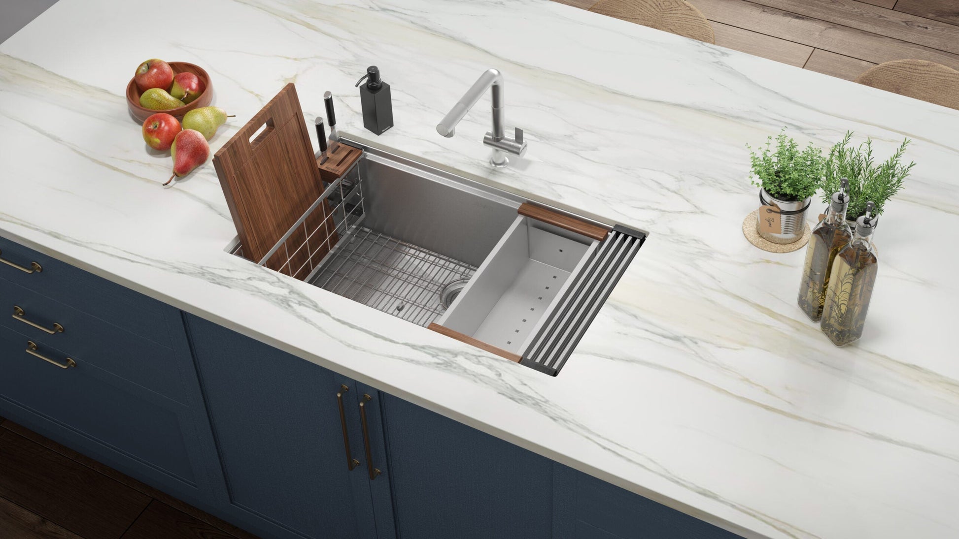 Ruvati Stainless Steel Multi-function Workstation for Kitchen Sink