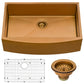 Ruvati Terraza 30" Matte Bronze Apron-Front Stainless Steel Farmhouse Kitchen Sink