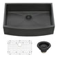 Ruvati Terraza 30" Matte Gunmetal Black Apron-Front Stainless Steel Farmhouse Kitchen Sink