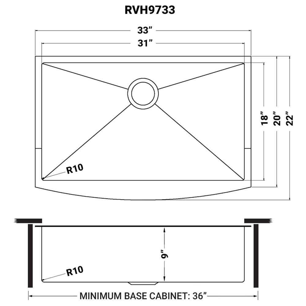 Ruvati Terraza 33" Matte Gold Apron-Front Stainless Steel Farmhouse Kitchen Sink