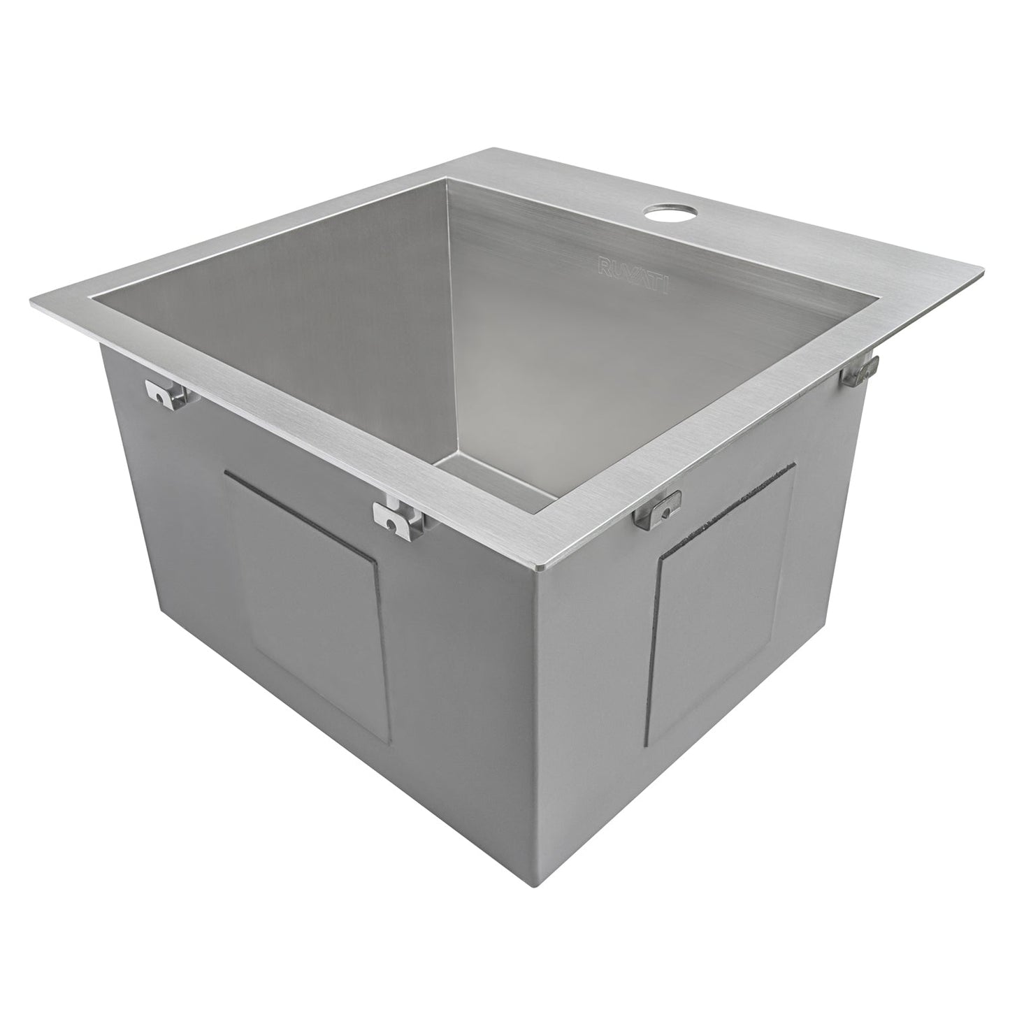 Ruvati Tirana 15” x 15" Drop-In Topmount Stainless Steel Single Bowl Bar Prep Kitchen Sink With Basket Strainer, Bottom Rinse Grid and Drain Assembly