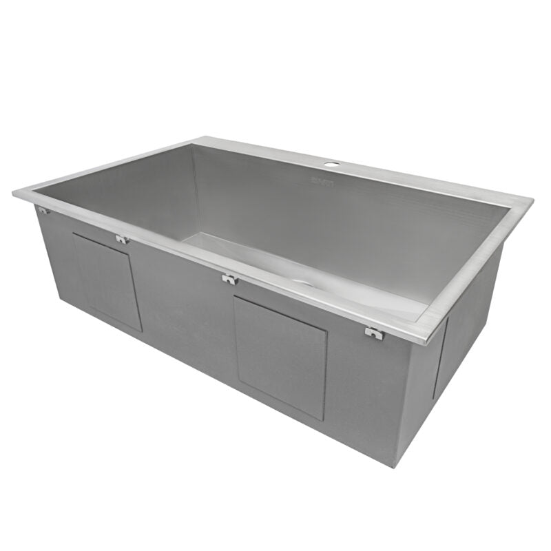 Ruvati Tirana 33” x 22" Drop-In Topmount Stainless Steel Single Bowl Kitchen Sink With Basket Strainer, Bottom Rinse Grid and Drain Assembly