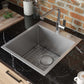 Ruvati Tirana Pro 18” x 20" Drop-In Topmount Stainless Steel Rounded Single Bowl Kitchen Sink With 2 Faucet Holes, Basket Strainer, Bottom Rinse Grid and Drain Assembly