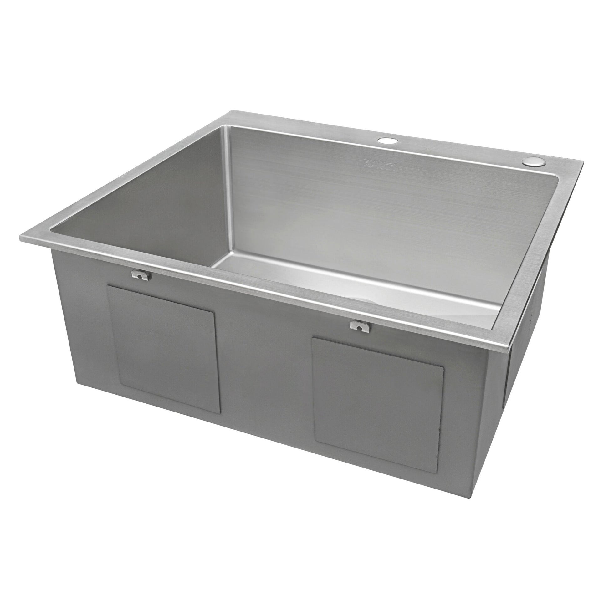 Ruvati Tirana Pro 21” x 20" Drop-In Topmount Stainless Steel Rounded Single Bowl Kitchen Sink With 2 Faucet Holes, Basket Strainer, Bottom Rinse Grid and Drain Assembly