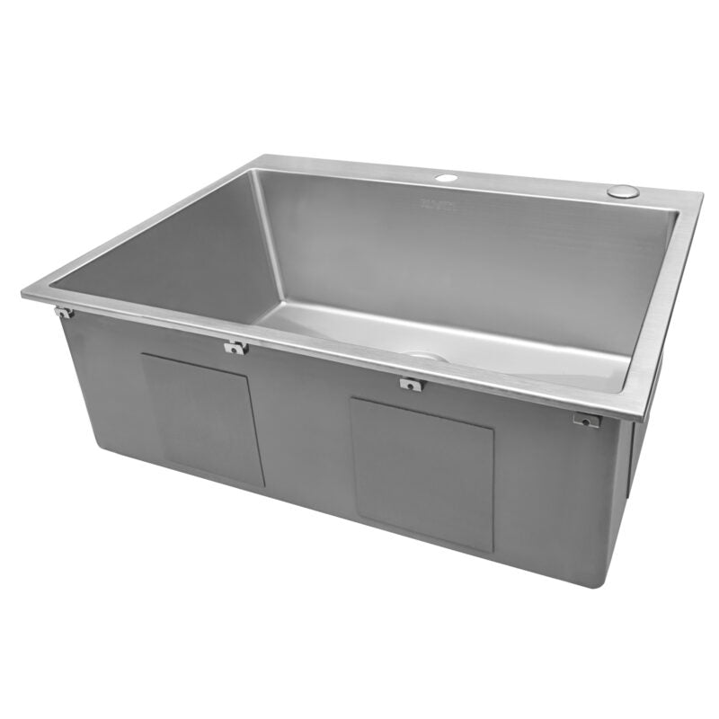 Ruvati Tirana Pro 28” x 22" Drop-In Topmount Stainless Steel Tight Radius Single Bowl Kitchen Sink With 2 Faucet Holes, Basket Strainer, Bottom Rinse Grid and Drain Assembly