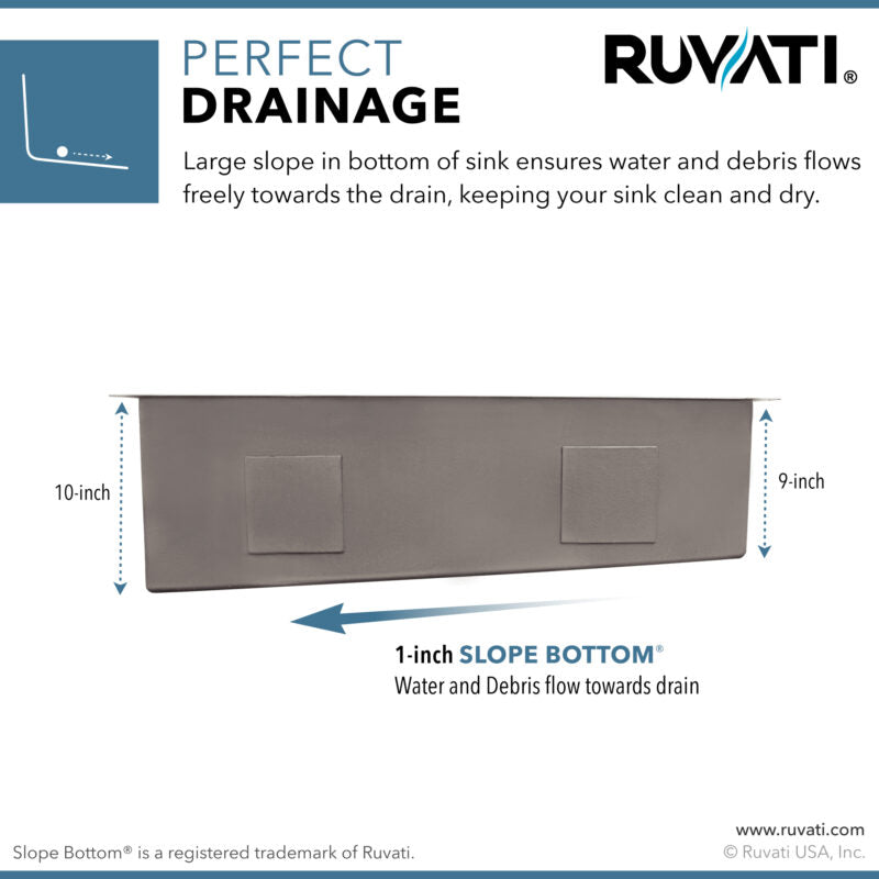 Ruvati Tribeca 27” x 19" Undermount Stainless Steel Single Bowl Slope Bottom Offset Drain Kitchen Sink With Basket Strainer, Bottom Rinse Grid and Drain Assembly