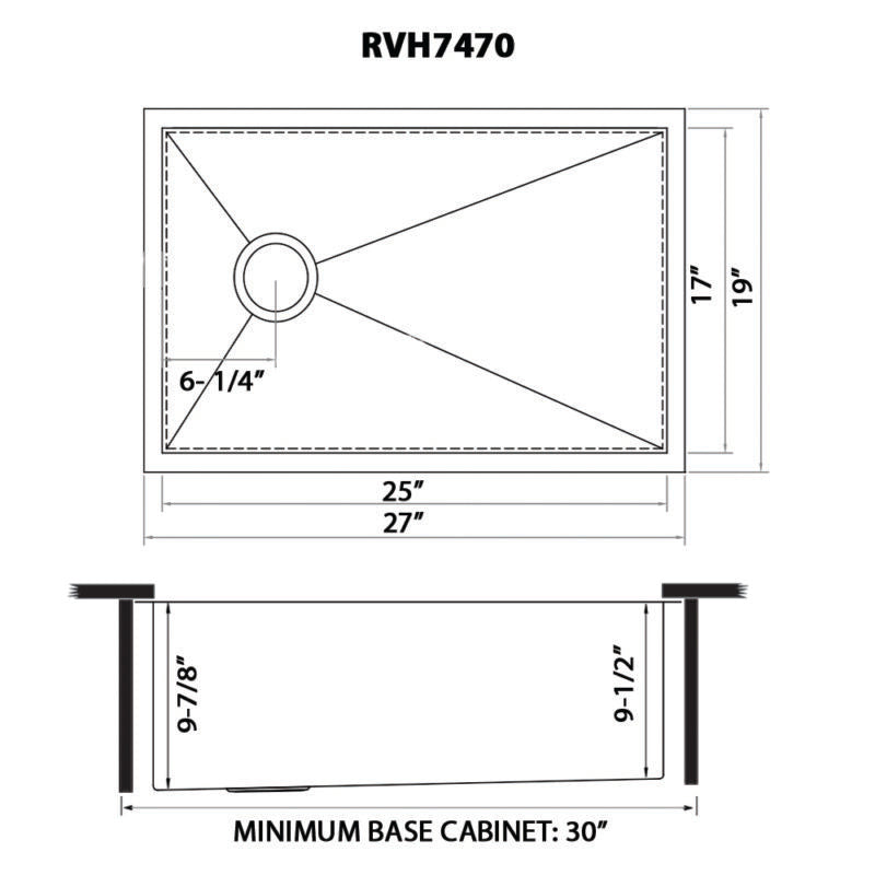 Ruvati Tribeca 27” x 19" Undermount Stainless Steel Single Bowl Slope Bottom Offset Drain Kitchen Sink With Basket Strainer, Bottom Rinse Grid and Drain Assembly