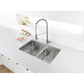 Ruvati Urbana 33” x 19" Undermount Stainless Steel 60/40 Double Bowl Low Divide Tight Radius Kitchen Sink With Basket Strainer, Bottom Rinse Grid and Drain Assembly