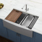 Ruvati Verona 33" Stainless Steel Double Bowl 60/40 Low Divide Apron-Front Workstation Farmhouse Kitchen Sink