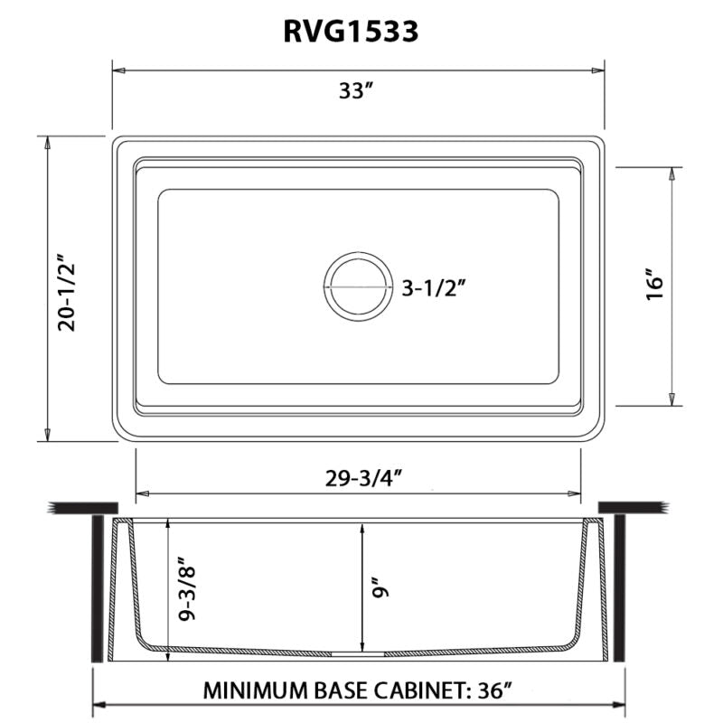 Ruvati epiCast 33” Matte Black Farmhouse Granite Apron-Front Single Bowl Workstation Kitchen Sink With Basket Strainer, Bottom Rinse Grid and Drain Assembly