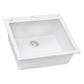 Ruvati epiGranite 22” x 20” Arctic White Drop-in Granite Composite Single Bowl Kitchen Sink With Basket Strainer and Drain Assembly