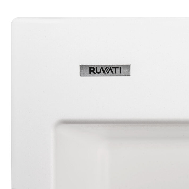 Ruvati epiGranite 22” x 20” Arctic White Drop-in Granite Composite Single Bowl Kitchen Sink With Basket Strainer and Drain Assembly