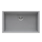 Ruvati epiGranite 30” x 18” Silver Gray Undermount Granite Single Bowl Kitchen Sink With Basket Strainer, Bottom Rinse Grid and Drain Assembly