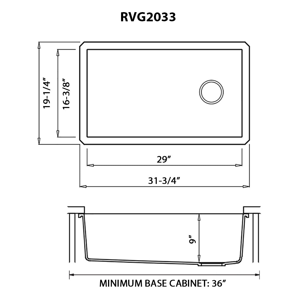 Ruvati epiGranite 32” x 19” Arctic White Undermount Granite Single Bowl Kitchen Sink With Basket Strainer, Bottom Rinse Grid and Drain Assembly