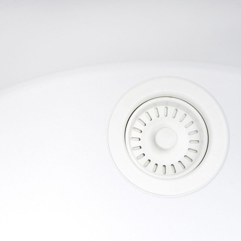 Ruvati epiGranite 32” x 19” Arctic White Undermount Granite Single Bowl Kitchen Sink With Basket Strainer, Bottom Rinse Grid and Drain Assembly