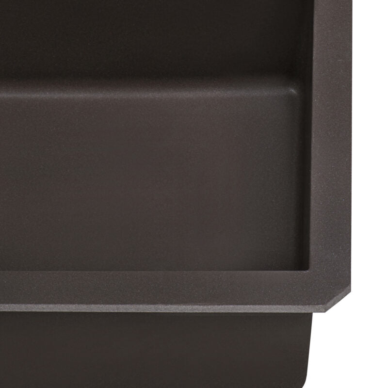 Ruvati epiGranite 32” x 19” Espresso Brown Undermount Granite Single Bowl Kitchen Sink With Basket Strainer, Bottom Rinse Grid and Drain Assembly