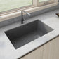 Ruvati epiGranite 32” x 19” Urban Gray Undermount Granite Single Bowl Kitchen Sink With Basket Strainer, Bottom Rinse Grid and Drain Assembly