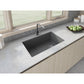 Ruvati epiGranite 32” x 19” Urban Gray Undermount Granite Single Bowl Kitchen Sink With Basket Strainer, Bottom Rinse Grid and Drain Assembly