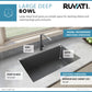 Ruvati epiGranite 32” x 19” Urban Gray Undermount Granite Single Bowl Kitchen Sink With Basket Strainer, Bottom Rinse Grid and Drain Assembly