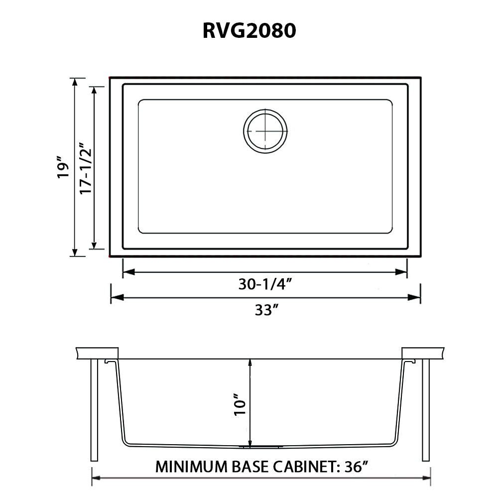 Ruvati epiGranite 33” x 19” Arctic White Undermount Granite Single Bowl Kitchen Sink With Basket Strainer, Bottom Rinse Grid and Drain Assembly