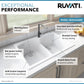 Ruvati epiGranite 33" x 22 Arctic White Drop-In Topmount Granite 60/40 Double Bowl Kitchen Sink With Basket Strainer and Drain Assembly