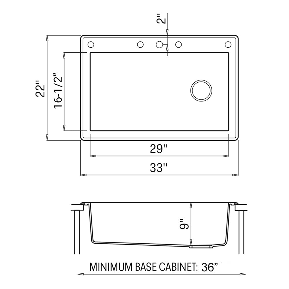 Ruvati epiGranite 33” x 22” Carribean Sand Drop-in Granite Composite Single Bowl Kitchen Sink With Basket Strainer and Drain Assembly