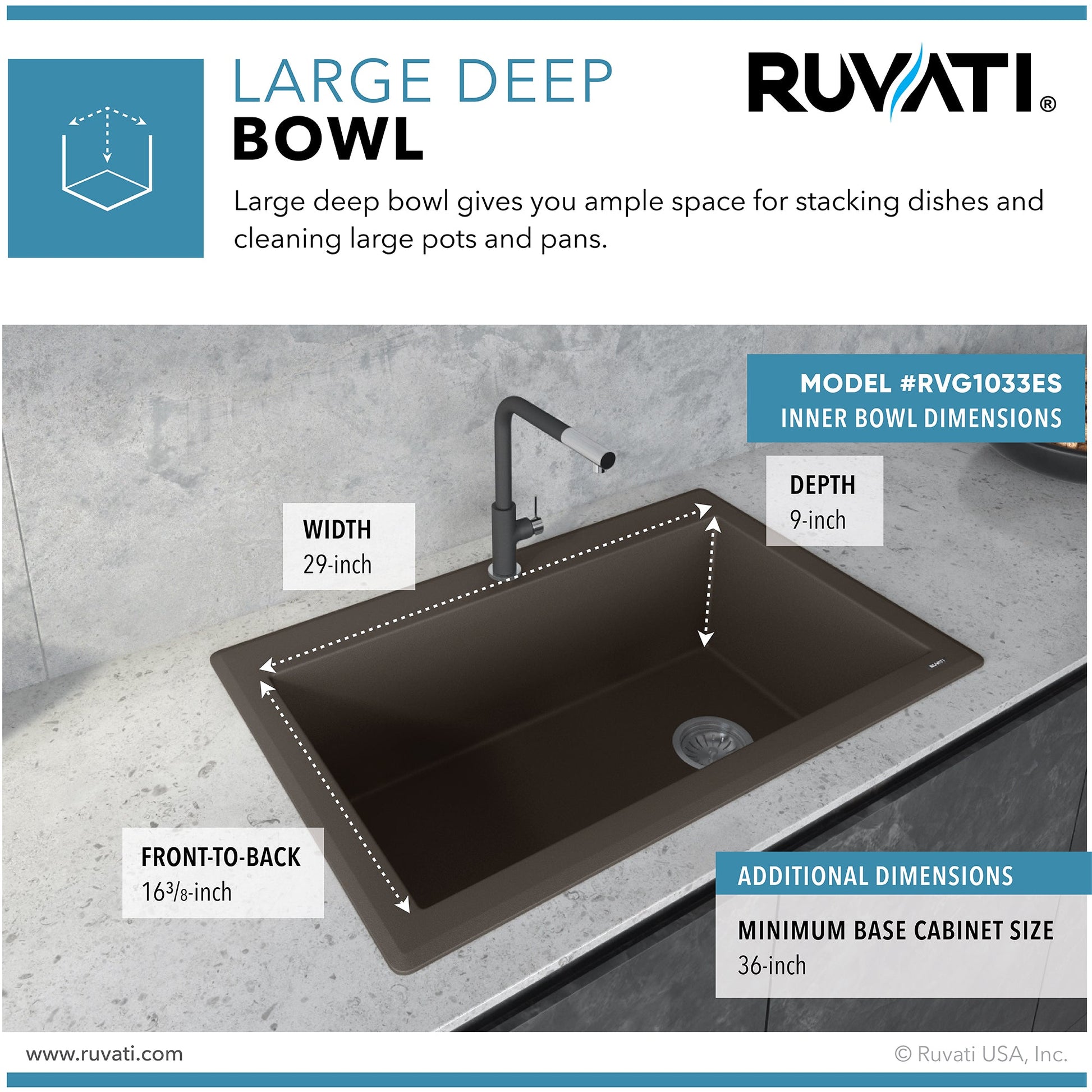 Ruvati Extended Garbage Disposal Flange with Deep Basket and