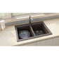 Ruvati epiGranite 33" x 22" Espresso Brown Dual-Mount Granite 50/50 Double Bowl Kitchen Sink With Basket Strainer and Drain Assembly