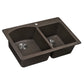 Ruvati epiGranite 33" x 22" Espresso Brown Dual-Mount Granite 60/40 Double Bowl Kitchen Sink With Basket Strainer and Drain Assembly