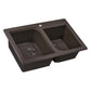 Ruvati epiGranite 33" x 22" Espresso Brown Dual-Mount Granite 70/30 Double Bowl Kitchen Sink With Basket Strainer and Drain Assembly