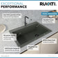 Ruvati epiGranite 33” x 22” Juniper Green Drop-in Granite Composite Single Bowl Kitchen Sink With Basket Strainer and Drain Assembly