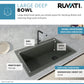 Ruvati epiGranite 33” x 22” Juniper Green Drop-in Granite Composite Single Bowl Kitchen Sink With Basket Strainer and Drain Assembly