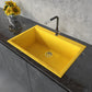 Ruvati epiGranite 33" x 22” Midas Yellow Drop-in Granite Composite Single Bowl Kitchen Sink With Basket Strainer, Bottom Rinse Grid and Drain Assembly