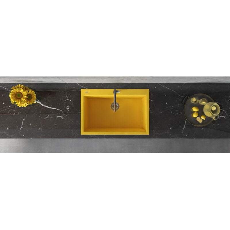 Ruvati epiGranite 33" x 22” Midas Yellow Drop-in Granite Composite Single Bowl Kitchen Sink With Basket Strainer, Bottom Rinse Grid and Drain Assembly