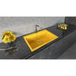 Ruvati epiGranite 33" x 22” Midas Yellow Drop-in Granite Composite Single Bowl Kitchen Sink With Basket Strainer, Bottom Rinse Grid and Drain Assembly