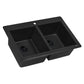 Ruvati epiGranite 33" x 22" Midnight Black Dual-Mount Granite 50/50 Double Bowl Kitchen Sink With Basket Strainer and Drain Assembly