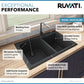 Ruvati epiGranite 33" x 22" Midnight Black Dual-Mount Granite 60/40 Double Bowl Kitchen Sink With Basket Strainer and Drain Assembly