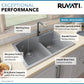 Ruvati epiGranite 33" x 22" Silver Gray Drop-In Topmount Granite 60/40 Double Bowl Kitchen Sink With Basket Strainer and Drain Assembly